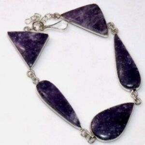 Lepidolite Gemstone 925 Sterling Silver Handmade Bracelet